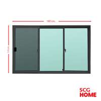 หน้าต่าง Aluminium S-F-S มุ้ง 3 บาน 180x110 ซม. สีดำ SCG HOME