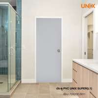 ประตู PVC UNIX รุ่น Super บานเรียบ (L1) สีเทา 70x200 ซม. (ไม่เจาะลูกบิด)