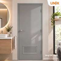 ประตู PVC UNIX รุ่น Super บานเรียบ+เกล็ด (L2) สีเทา 70x200 ซม. (ไม่เจาะลูกบิด)