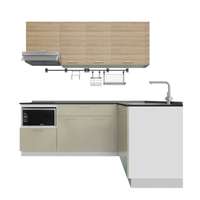 ชุดครัวสำเร็จรูป รุ่น CONTE ยาว 2.2 เมตร วางรูปตัว L ติดตั้งซิงค์ด้านขวา