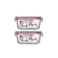 กล่องถนอมอาหาร 4 ชิ้น Pyrex ลาย Snoopy and friends Square Glass Storage รุ่น P-PX-SPC510SQ-2 510 ML.