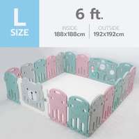 คอกกั้นเด็ก Bebeplay รุ่น Hug Bear ขนาด L/6 ฟุต สีเขียวชมพูเทา