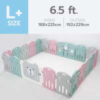 คอกกั้นเด็ก Bebeplay รุ่น Hug Bear ขนาด L+/6.5 ฟุต สีเขียวชมพูเทา