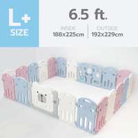 คอกกั้นเด็ก Bebeplay รุ่น Hug Bear ขนาด L+/6.5 ฟุต สีฟ้าชมพูขาว