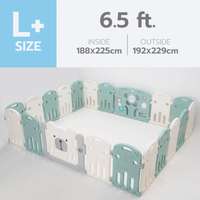 คอกกั้นเด็ก Bebeplay รุ่น Hug Bear ขนาด L+/6.5 ฟุต สีเขียวขาว