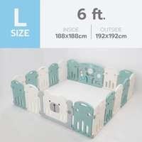 คอกกั้นเด็ก Bebeplay รุ่น Hug Bear ขนาด L/6 ฟุต สีเขียวขาว