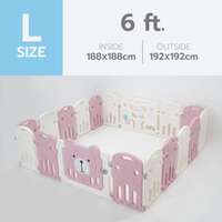 คอกกั้นเด็ก Bebeplay รุ่น Hug Bear ขนาด L/6 ฟุต สีชมพูขาว