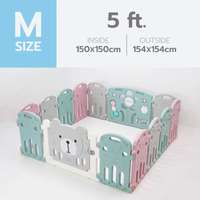 คอกกั้นเด็ก Bebeplay รุ่น Hug Bear ขนาด M/5 ฟุต สีเขียวชมพูเทา