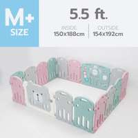 คอกกั้นเด็ก Bebeplay รุ่น Hug Bear ขนาด M+/5.5 ฟุต สีเขียวชมพูเทา