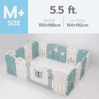 คอกกั้นเด็ก Bebeplay รุ่น Hug Bear ขนาด M+/5.5 ฟุต สีเขียวขาว