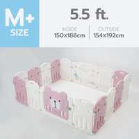 คอกกั้นเด็ก Bebeplay รุ่น Hug Bear ขนาด M+/5.5 ฟุต สีชมพูขาว