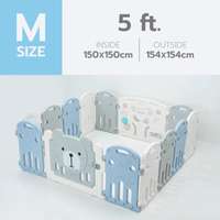 คอกกั้นเด็ก Bebeplay รุ่น Hug Bear ขนาด M/5 ฟุต สีฟ้าเทาขาว