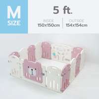 คอกกั้นเด็ก Bebeplay รุ่น Hug Bear ขนาด M/5 ฟุต สีชมพูขาว