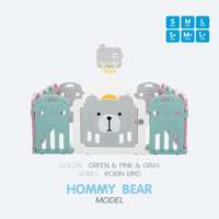 คอกกั้นเด็ก Bebeplay รุ่น Robin Bird ขนาด L/6 ฟุต สีเขียวชมพูเทา