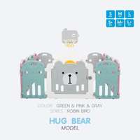 คอกกั้นเด็ก Bebeplay รุ่น Robin Bird ขนาด M+/5.5 ฟุต สีเขียวชมพูเทา