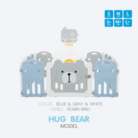 คอกกั้นเด็ก Bebeplay รุ่น Robin Bird ขนาด S+/4.5 ฟุต สีฟ้าเทาขาว