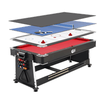 โต๊ะพูล Pool Billiard Table 4IN1 อุปกรณ์พร้อมเล่น ขนาด 7ฟุต สักหลาดแดง