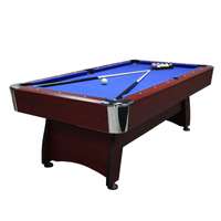 โต๊ะพูล Pool Billiard Table อุปกรณ์พร้อมเล่น รุ่น V1 ขนาด 7ฟุตโต๊ะสีน้ำตาล - สักหลาดสีน้ำเงิน