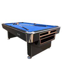 โต๊ะพูล Pool Billiard Table อุปกรณ์พร้อมเล่นรุ่น V.2 ขนาด 8 ฟุต โต๊ะสีดำ - สักหลาดน้ำเงิน