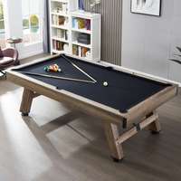 โต๊ะพูล Pool Billiard Table ลายไม้ สไตล์ลอฟ รุ่น V.4 ขนาด 7 ฟุต สักหลาดสีดำ