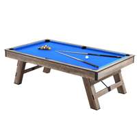 โต๊ะพูล Pool Billiard Table ลายไม้ สไตล์ลอฟ รุ่น V.4 ขนาด 8 ฟุตสักหลาดสีน้ำเงิน 