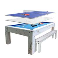 โต๊ะพูล Pool Billiard Table รุ่น V.17 3IN1 ขนาด 7 ฟุต โต๊ะสีขาวลายหินอ่อน