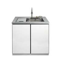 KIOSKตู้ครัวพร้อมซิงค์แสตนเลสSUS304 ก๊อกอัจฉริยะ และอุปกรณ์เสริมครบชุด สี : ขาวครีม (DG)