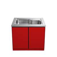KIOSK ตู้ครัวรุ่น DB-203 พร้อมซิงค์สแตนเลส Pearl Sand ดีไซน์โมเดิร์น สี : แดง (RD) (DB-203/BA)