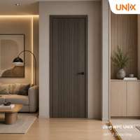 Pre-order ประตู WPC UNIX WP2 70x200 Stone Grey  ไม่เจาะ