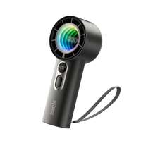 พัดลมพกพา พร้อมกระจกและไฟ RGB Sothing Colorful Light Handheld (Black)