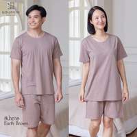 นอนสบาย ชุดนอน แขนสั้น - ขาสั้น สีน้ำตาล size S