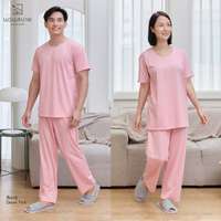 นอนสบาย ชุดนอน แขนสั้น - ขายาว สีชมพู size XL