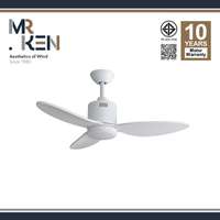 พัดลมเพดาน MR KEN รุ่น CAN Solid Wood 40" DC MWH-White DR LED  พร้อมรีโมทคอนโทรล