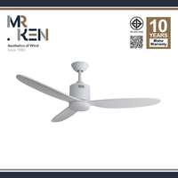 พัดลมเพดาน MR KEN รุ่น CAN Solid Wood 52" DC MWH-White DR LED  พร้อมรีโมทคอนโทรล